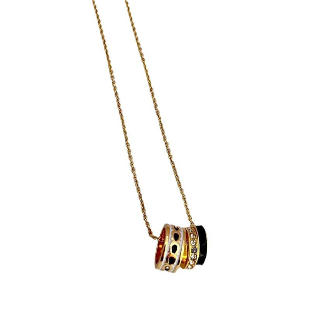 Coach Rhinestone Enamel Geometric Three Rings Metal Necklace - Picture 5 of 7